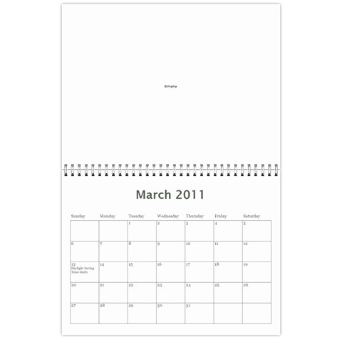 2010 Calendar Mar 2011