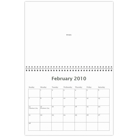 2010 Calendar Feb 2010
