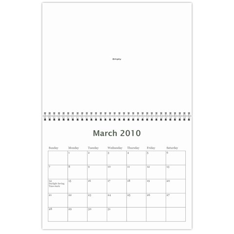 2010 Calendar Mar 2010