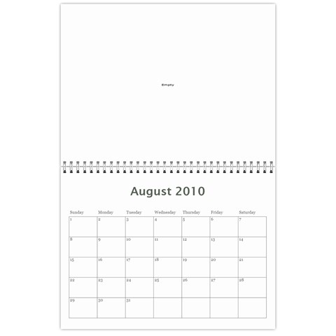 2010 Calendar Aug 2010