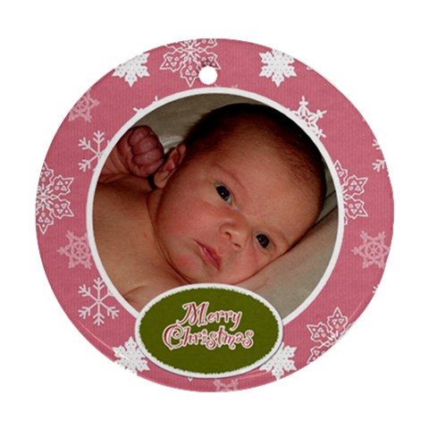 Pink & Green Christmas Ornament By Klh Front