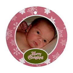 Pink & Green Christmas Ornament - Ornament (Round)