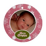 Pink & Green Christmas Ornament - Ornament (Round)