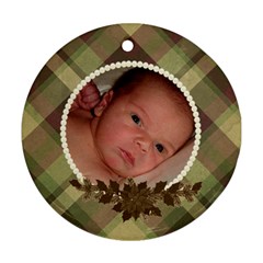 Family Ornament - Plaid and Pearls - Ornament (Round)