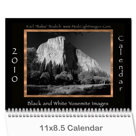 B&w Calendar Yosemite And More  2010 12 Month By Karl Bralich Cover
