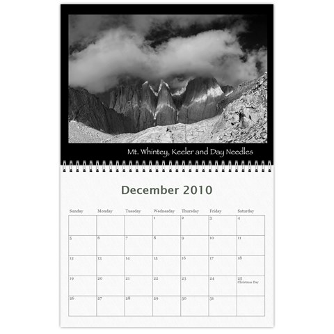B&w Calendar Yosemite And More  2010 12 Month By Karl Bralich Dec 2010