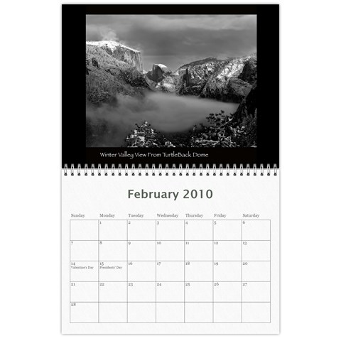 B&w Calendar Yosemite And More  2010 12 Month By Karl Bralich Feb 2010