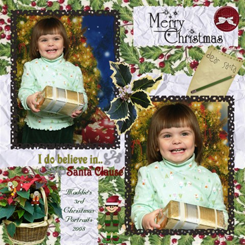 Maddie s 2008 Christmas Portraits 12x12 By Rubylb 12 x12  Scrapbook Page - 2