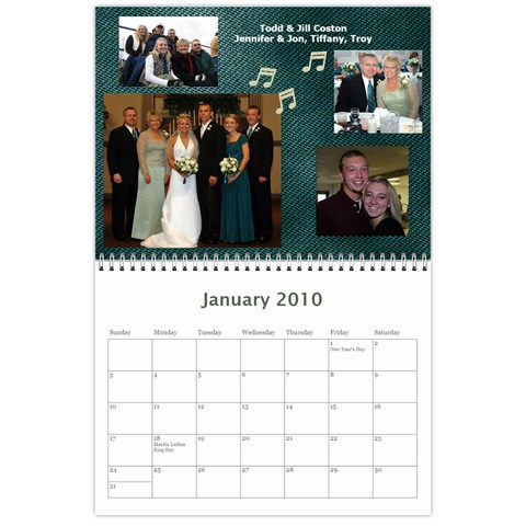2010 Sandy Family Calendar By Jill Coston Jan 2010