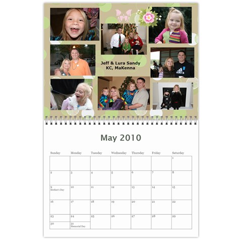 2010 Sandy Family Calendar By Jill Coston May 2010