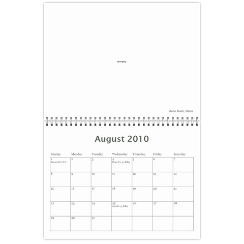 Hawaii 2010 Calendar By Jessica Jere Aug 2010