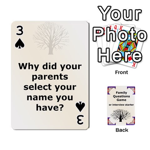 Family Question Card Game By Laurrie Front - Spade3