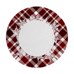 Peppermint Plaid and Snowflake Ornament - Ornament (Round)