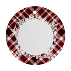 Peppermint Plaid and Snowflake Ornament - Ornament (Round)