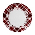 Peppermint Plaid and Snowflake Ornament - Ornament (Round)