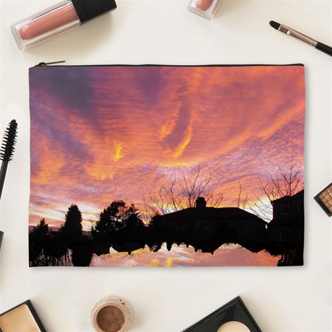 Sunset Sky Large Cosmetic Bag By Catvinnat Front