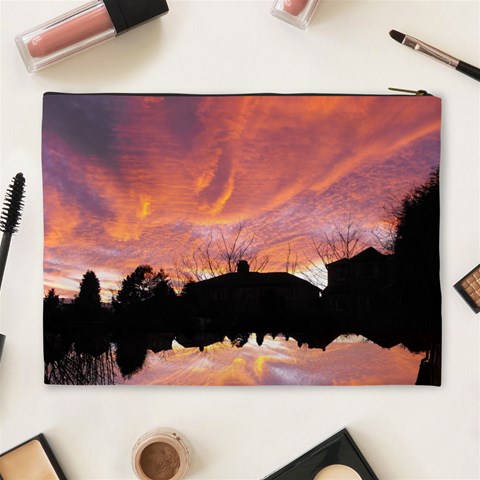 Sunset Sky Large Cosmetic Bag By Catvinnat Back