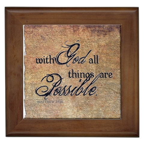 Matthew 19:26 Framed Tile By Carolina Scraps Front