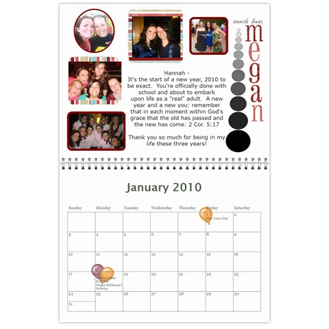 Hannah Calendar By Amy Jan 2010