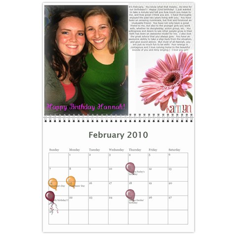 Hannah Calendar By Amy Feb 2010