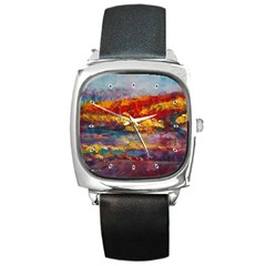 Autumn on the Horizon - Square Metal Watch