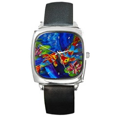 Koi Encounter - Square Metal Watch