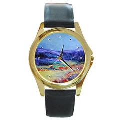 Blue Ridge - Round Gold Metal Watch