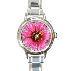 pink flower watch - Round Italian Charm Watch