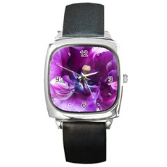 Purple Tulip - Square Metal Watch