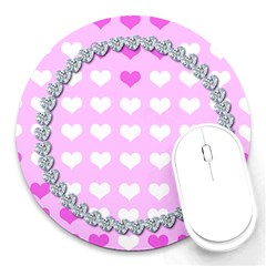 Cute hearts mousepad - Round Mousepad