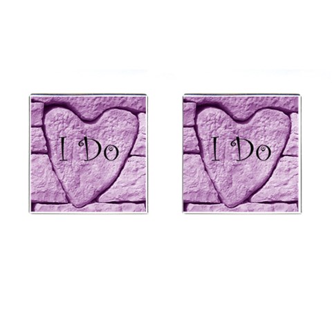 Wedding Cufflinks I Do Purple Heart Www Catdesignz Com By Catvinnat Front(Pair)