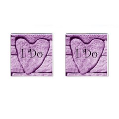 Wedding cufflinks I Do Purple Heart www.CatDesignz.com - Cufflinks (Square)