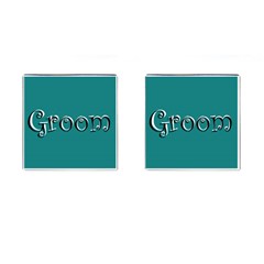 Wedding cufflinks Teal Groom www.CatDesignz.com - Cufflinks (Square)