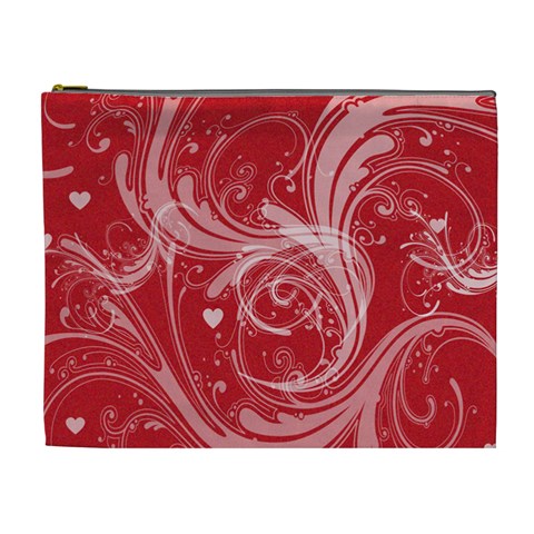 Red Heart Cosmetic Bag By Laurrie Front