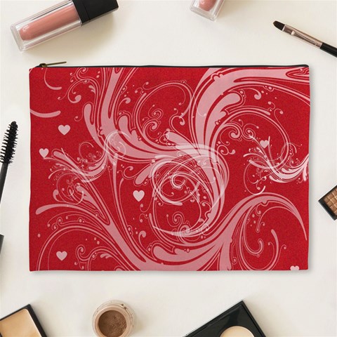 Red Heart Cosmetic Bag By Laurrie Front