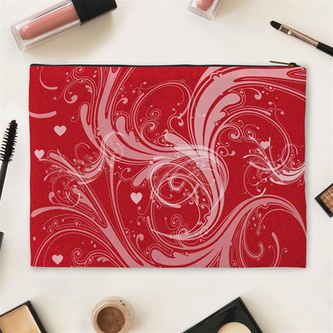 Red Heart Cosmetic Bag By Laurrie Back