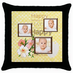 happy birthday - Throw Pillow Case (Black)