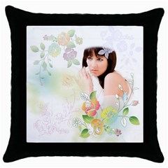 flower lady - Throw Pillow Case (Black)