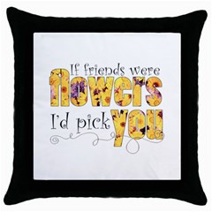 Flower Friends Throw Pillow - Throw Pillow Case (Black)