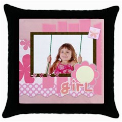 happy girl - Throw Pillow Case (Black)