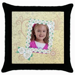 girl of flower - Throw Pillow Case (Black)