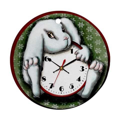 White Rabbit Ornament By Doris Kopmann Front