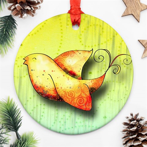 Happy Bird Ornament By Doris Kopmann Front