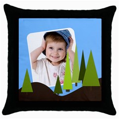 funny kids - Throw Pillow Case (Black)