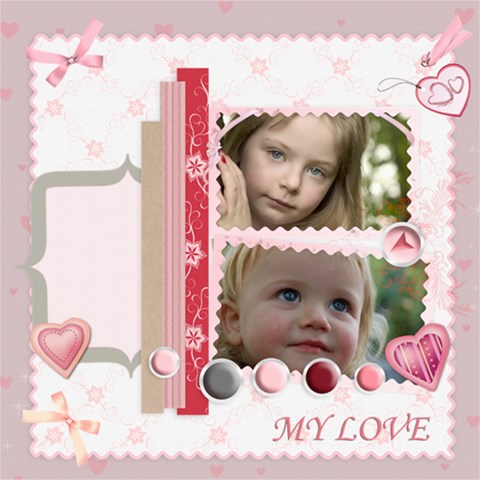 Girl Pink By Wood Johnson 8 x8  Scrapbook Page - 1