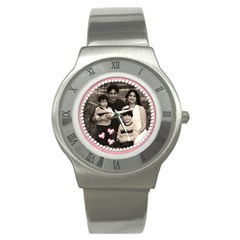 girl pink family watch - Stainless Steel Watch