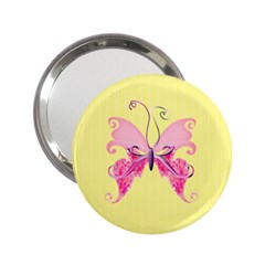 Pink & Splash Butterfly Mirror - 2.25  Handbag Mirror