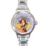Virgo zodiac italian charm watch - Round Italian Charm Watch