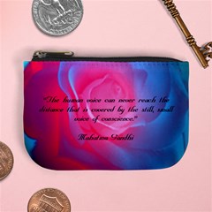 Pink Blue Rose - Conscience - Gandhi - Mini Coin Purse