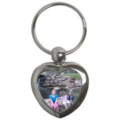 Waterfall and kids and all. - Key Chain (Heart)